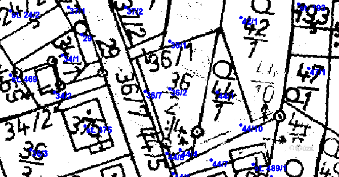 Parcela st. 36/2 v KÚ Lukavec u Pacova, Katastrální mapa
