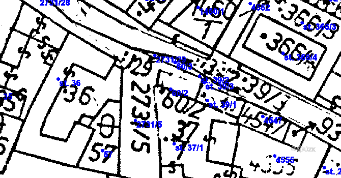 Parcela st. 60/2 v KÚ Lukavec u Pacova, Katastrální mapa
