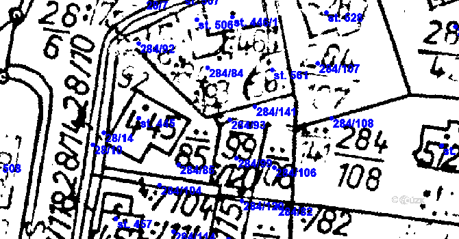 Parcela st. 284/93 v KÚ Lukavec u Pacova, Katastrální mapa
