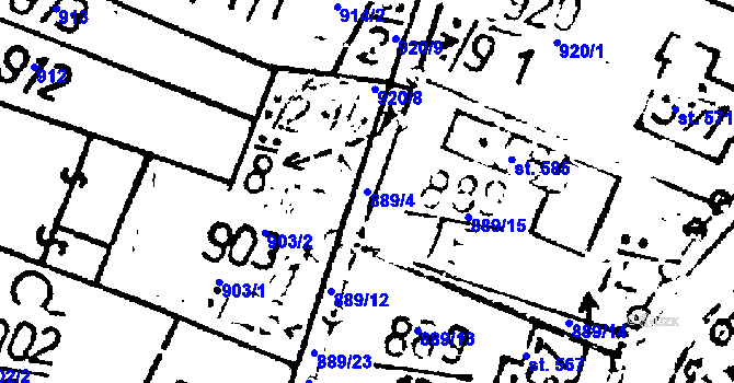 Parcela st. 889/4 v KÚ Lukavec u Pacova, Katastrální mapa