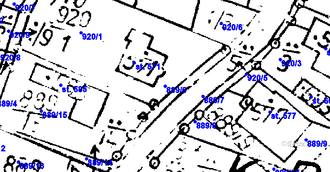 Parcela st. 889/6 v KÚ Lukavec u Pacova, Katastrální mapa