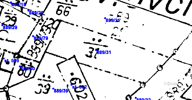 Parcela st. 889/31 v KÚ Lukavec u Pacova, Katastrální mapa