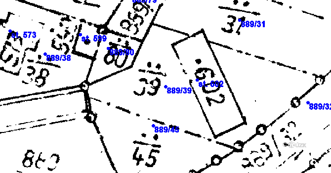 Parcela st. 889/39 v KÚ Lukavec u Pacova, Katastrální mapa