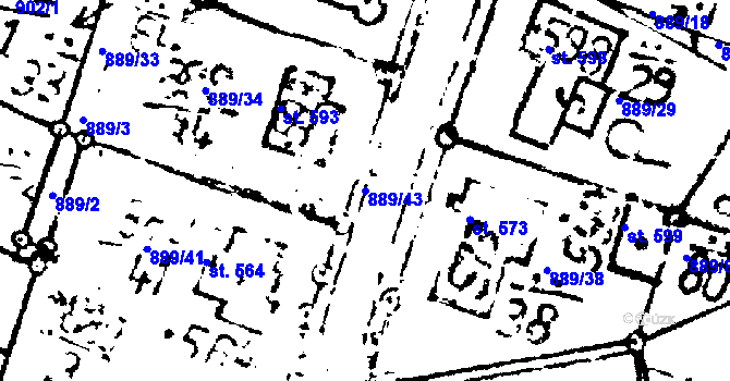 Parcela st. 889/43 v KÚ Lukavec u Pacova, Katastrální mapa