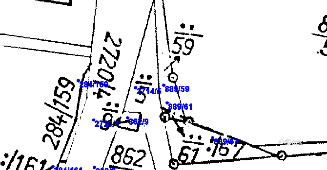 Parcela st. 889/59 v KÚ Lukavec u Pacova, Katastrální mapa