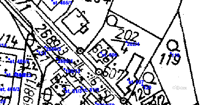 Parcela st. 606 v KÚ Lukavec u Pacova, Katastrální mapa