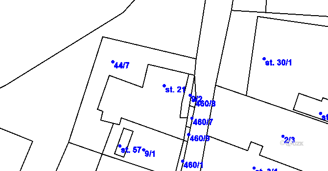 Parcela st. 21 v KÚ Týmova Ves, Katastrální mapa