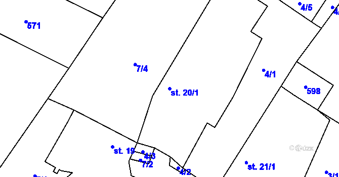 Parcela st. 20/1 v KÚ Lukavec u Lovosic, Katastrální mapa
