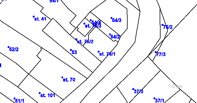 Parcela st. 76/1 v KÚ Lukavec u Lovosic, Katastrální mapa