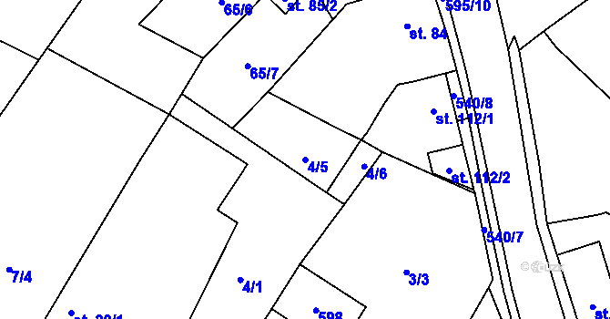 Parcela st. 4/5 v KÚ Lukavec u Lovosic, Katastrální mapa