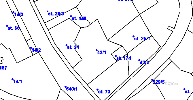 Parcela st. 42/1 v KÚ Lukavec u Lovosic, Katastrální mapa