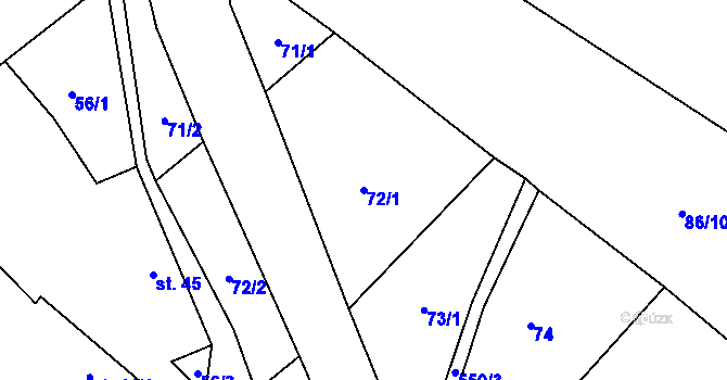 Parcela st. 72/1 v KÚ Lukavec u Lovosic, Katastrální mapa