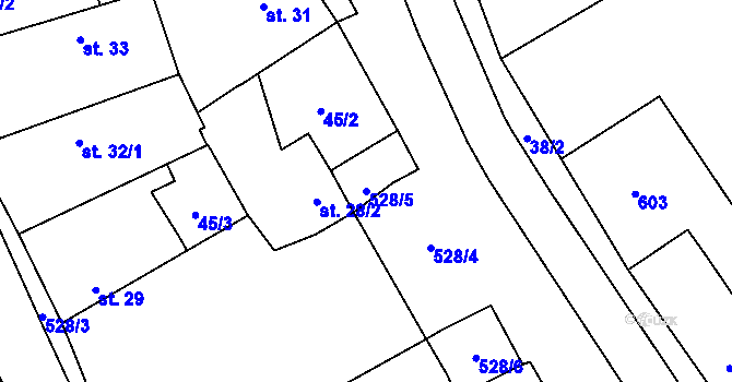 Parcela st. 528/5 v KÚ Lukavec u Lovosic, Katastrální mapa