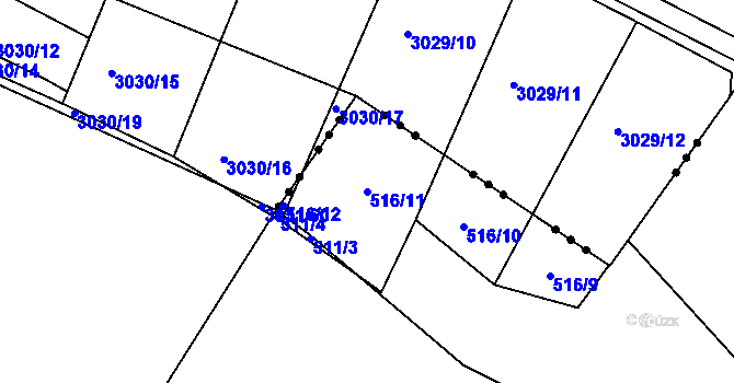 Parcela st. 516/11 v KÚ Lukavec u Lovosic, Katastrální mapa