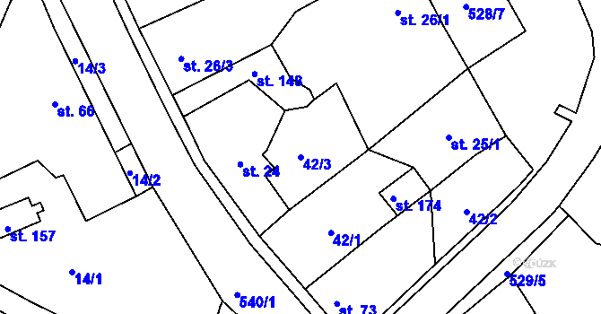 Parcela st. 42/3 v KÚ Lukavec u Lovosic, Katastrální mapa