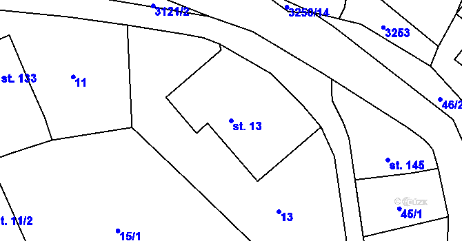 Parcela st. 13 v KÚ Lukavec u Bílovce, Katastrální mapa