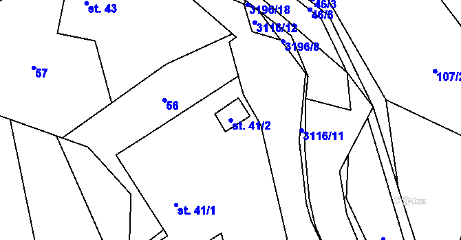 Parcela st. 41/2 v KÚ Lukavec u Bílovce, Katastrální mapa
