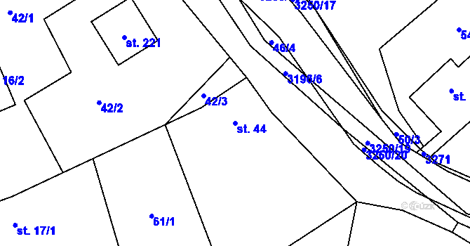 Parcela st. 44 v KÚ Lukavec u Bílovce, Katastrální mapa
