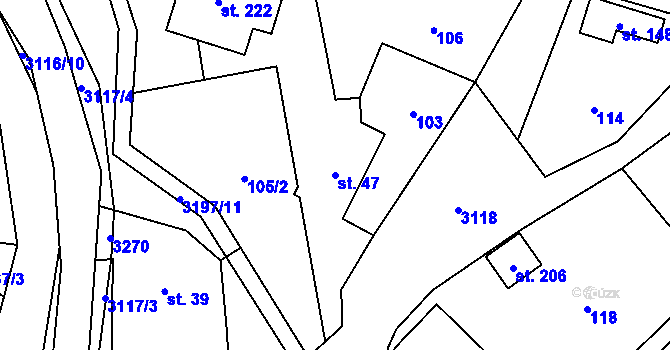 Parcela st. 47 v KÚ Lukavec u Bílovce, Katastrální mapa