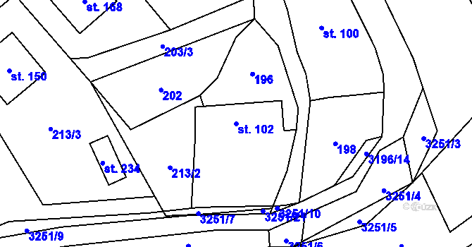 Parcela st. 102 v KÚ Lukavec u Bílovce, Katastrální mapa