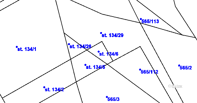 Parcela st. 134/6 v KÚ Lukavec u Bílovce, Katastrální mapa