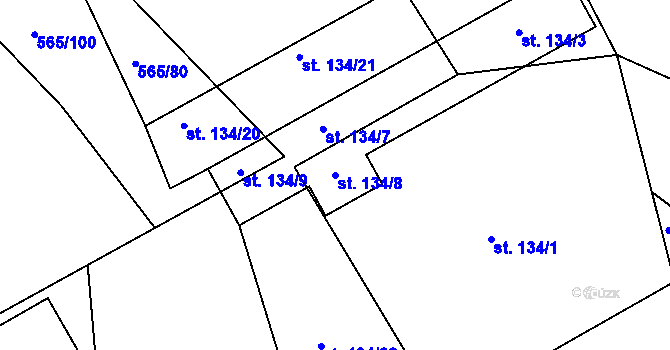Parcela st. 134/8 v KÚ Lukavec u Bílovce, Katastrální mapa