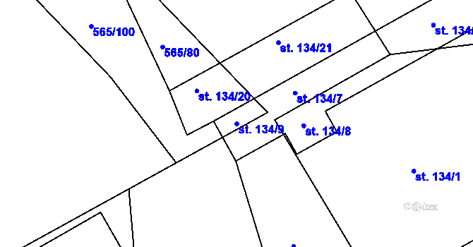 Parcela st. 134/9 v KÚ Lukavec u Bílovce, Katastrální mapa