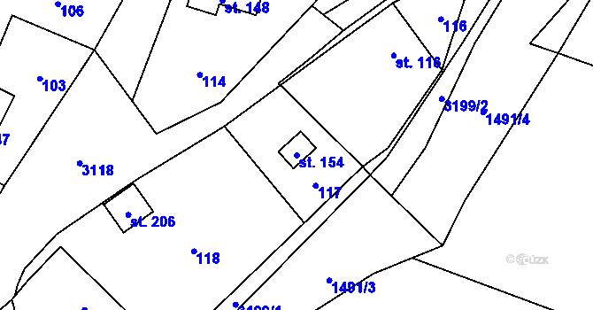 Parcela st. 154 v KÚ Lukavec u Bílovce, Katastrální mapa
