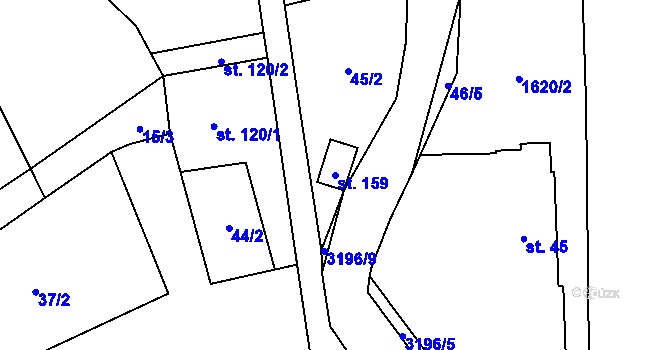 Parcela st. 159 v KÚ Lukavec u Bílovce, Katastrální mapa