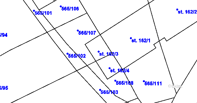 Parcela st. 162/3 v KÚ Lukavec u Bílovce, Katastrální mapa