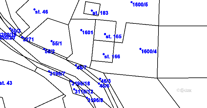Parcela st. 166 v KÚ Lukavec u Bílovce, Katastrální mapa