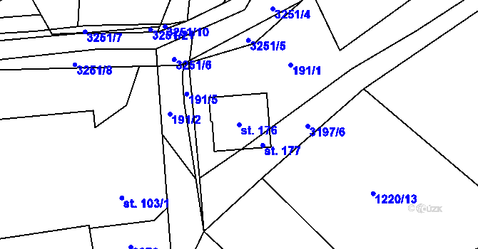 Parcela st. 176 v KÚ Lukavec u Bílovce, Katastrální mapa