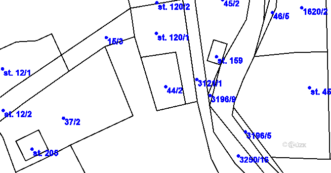 Parcela st. 44/2 v KÚ Lukavec u Bílovce, Katastrální mapa