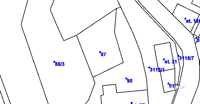 Parcela st. 87 v KÚ Lukavec u Bílovce, Katastrální mapa