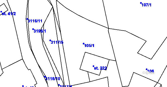Parcela st. 105/1 v KÚ Lukavec u Bílovce, Katastrální mapa