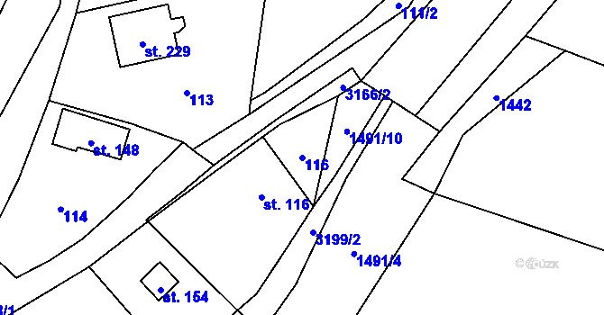 Parcela st. 116 v KÚ Lukavec u Bílovce, Katastrální mapa