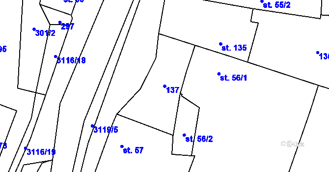 Parcela st. 137 v KÚ Lukavec u Bílovce, Katastrální mapa