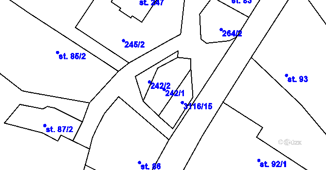 Parcela st. 242 v KÚ Lukavec u Bílovce, Katastrální mapa