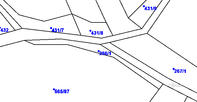 Parcela st. 266/1 v KÚ Lukavec u Bílovce, Katastrální mapa