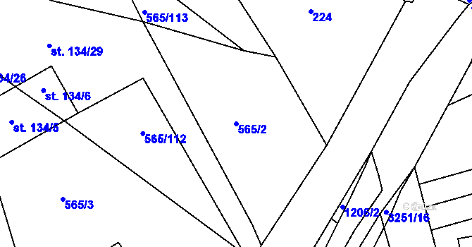 Parcela st. 565/2 v KÚ Lukavec u Bílovce, Katastrální mapa