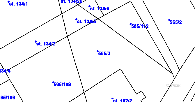 Parcela st. 565/3 v KÚ Lukavec u Bílovce, Katastrální mapa
