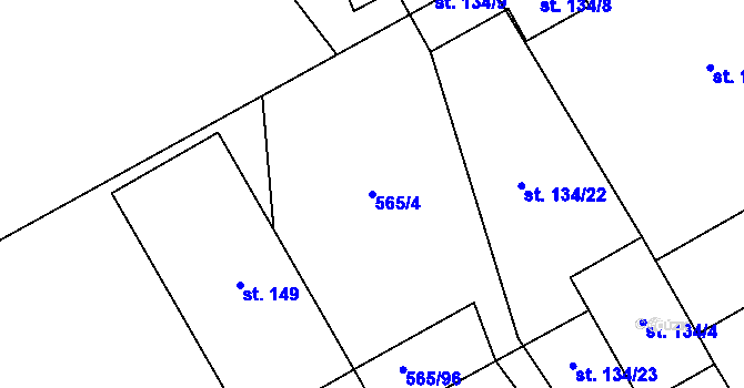 Parcela st. 565/4 v KÚ Lukavec u Bílovce, Katastrální mapa