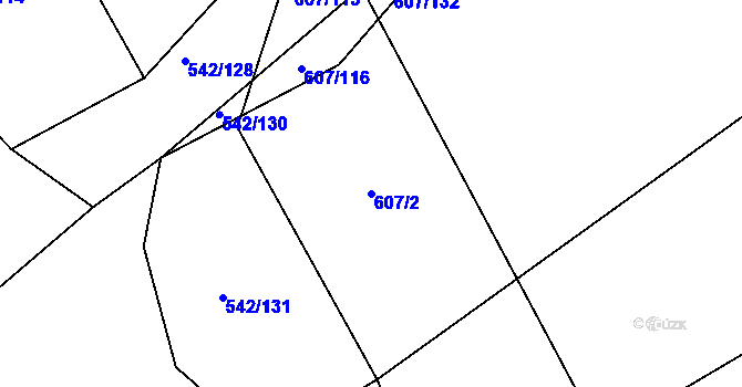 Parcela st. 607/2 v KÚ Lukavec u Bílovce, Katastrální mapa