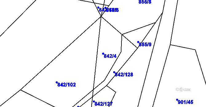 Parcela st. 842/4 v KÚ Lukavec u Bílovce, Katastrální mapa