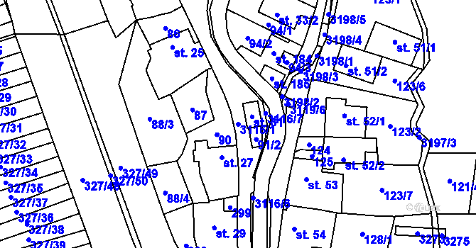 Parcela st. 3116/1 v KÚ Lukavec u Bílovce, Katastrální mapa