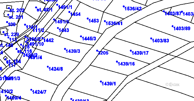 Parcela st. 3205 v KÚ Lukavec u Bílovce, Katastrální mapa