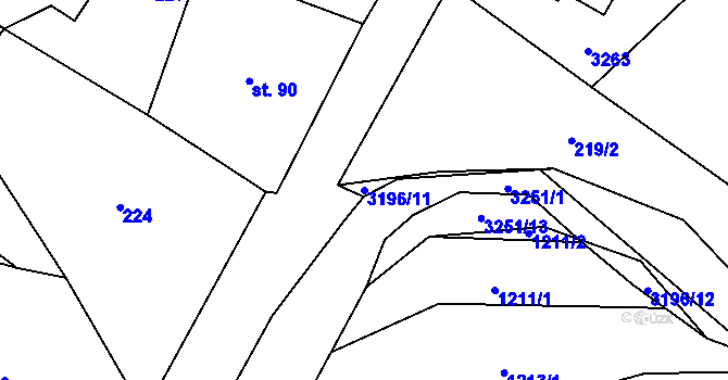 Parcela st. 3196/11 v KÚ Lukavec u Bílovce, Katastrální mapa