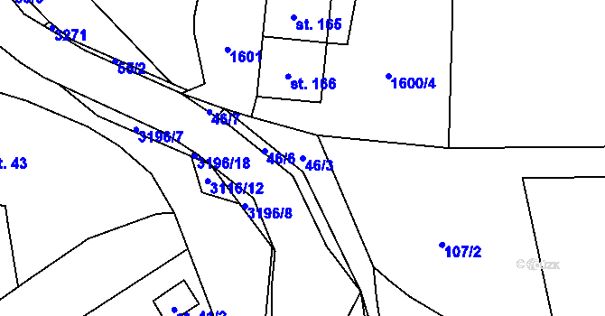 Parcela st. 46/3 v KÚ Lukavec u Bílovce, Katastrální mapa
