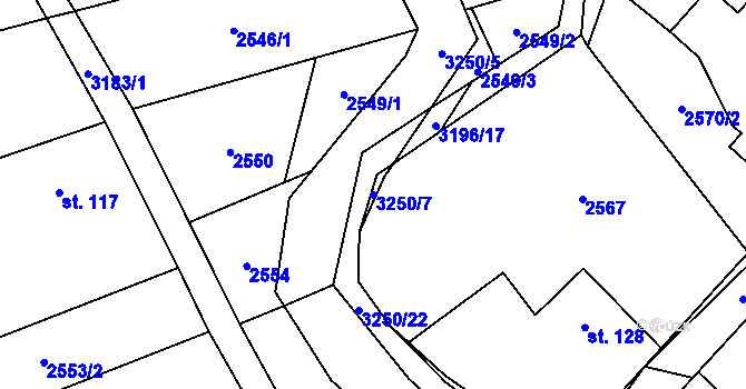 Parcela st. 3250/7 v KÚ Lukavec u Bílovce, Katastrální mapa
