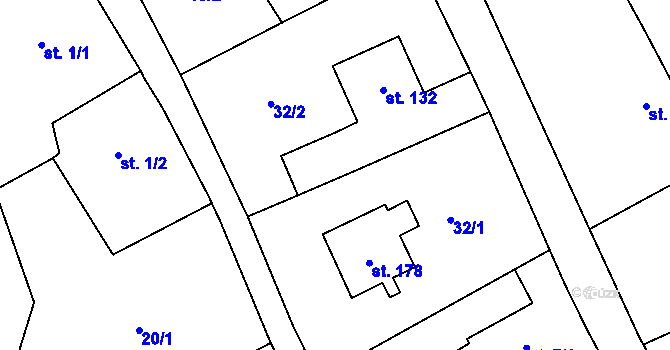 Parcela st. 32/3 v KÚ Lukavec u Bílovce, Katastrální mapa